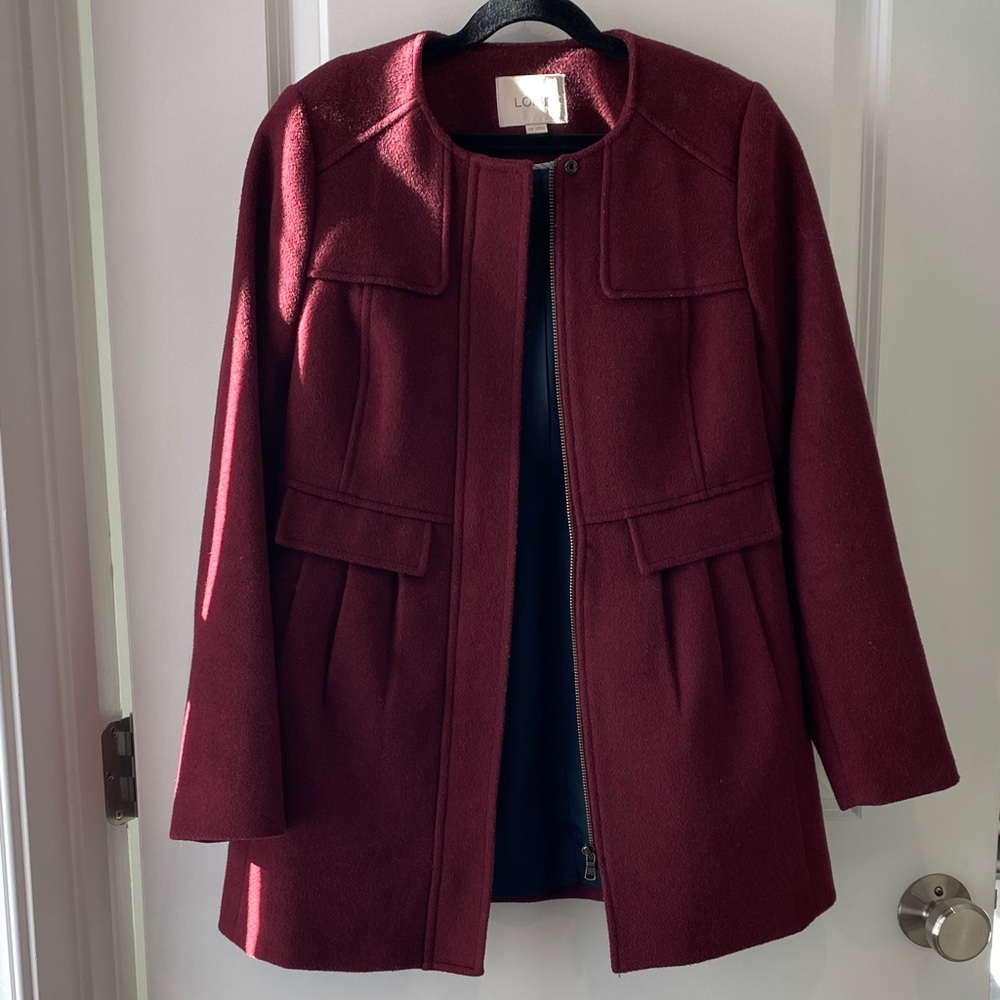 LOFT Rich Burgundy Pea Coat - XXSP